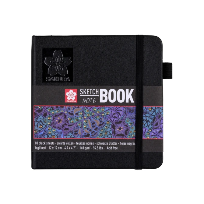 Schetsboek Sakura 80 zwarte vellen 140gr 120x120mm zwart