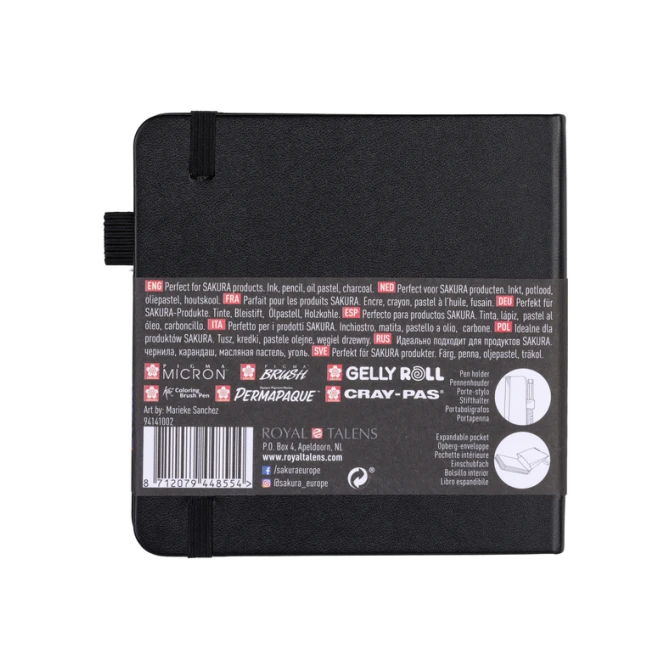 Schetsboek Sakura 80 zwarte vellen 140gr 120x120mm zwart