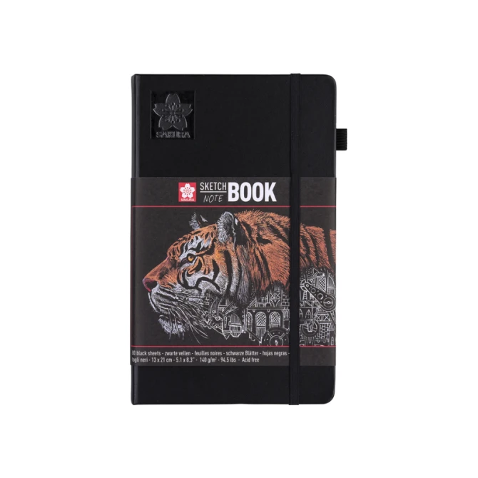 Schetsboek Sakura 80 zwarte vellen 140gr 130x210mm zwart