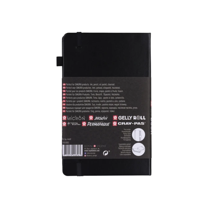 Schetsboek Sakura 80 zwarte vellen 140gr 130x210mm zwart