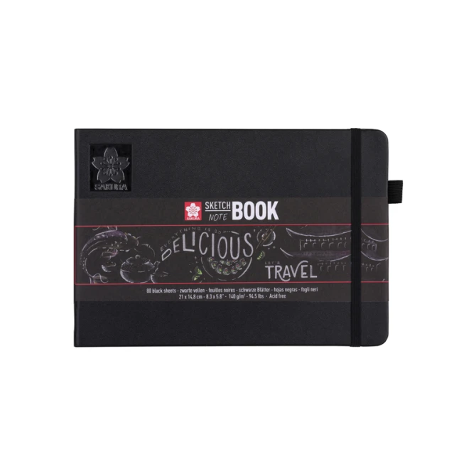 Schetsboek Sakura 80 zwarte vellen 140gr 210x148mm zwart