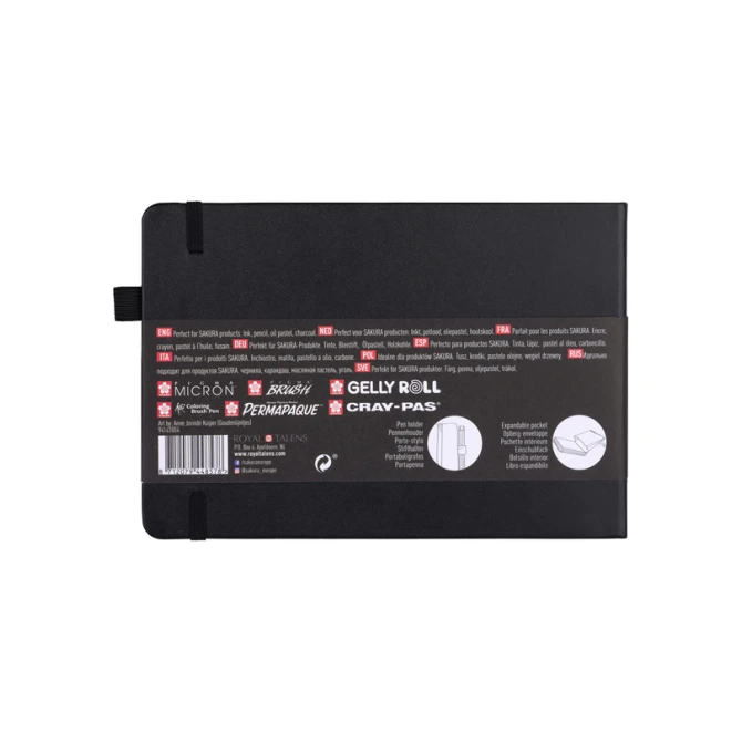 Schetsboek Sakura 80 zwarte vellen 140gr 210x148mm zwart