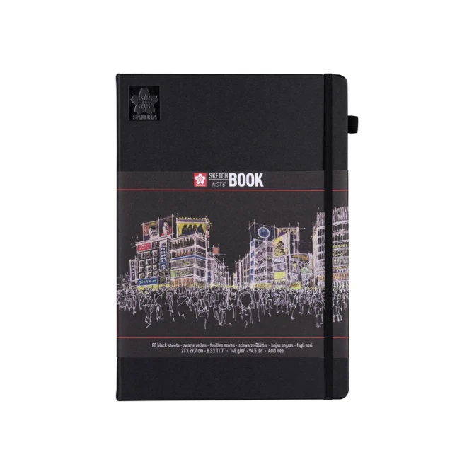 Schetsboek Sakura 80 zwarte vellen 140gr 210x297mm zwart