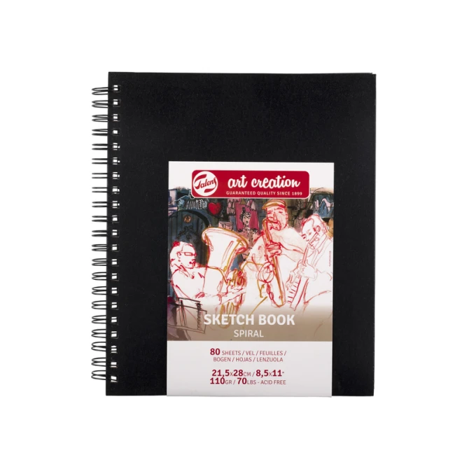 Schetsboek Talens Art Creation 80 witte vellen 110gr 210x280mm spiraal zwart