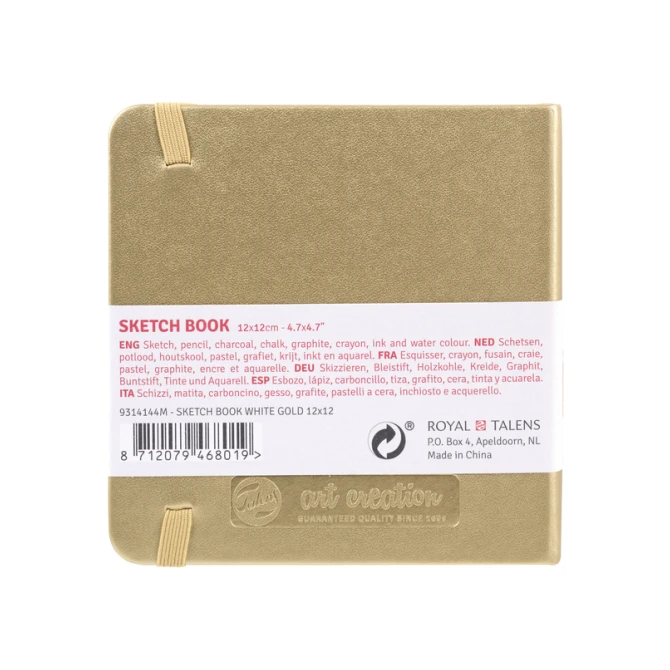 Schetsboek Talens Art Creation 80 witte vellen 140gr 120x120mm witgoud