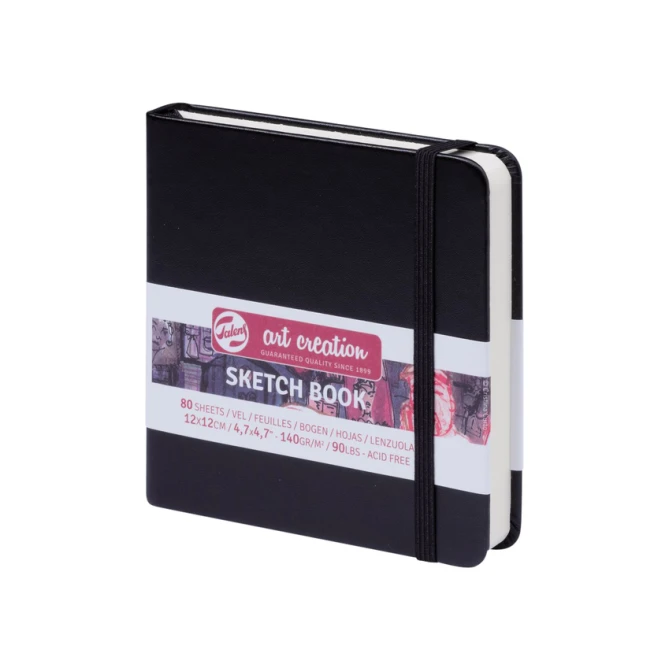 Schetsboek Talens Art Creation 80 witte vellen 140gr 120x120mm zwart