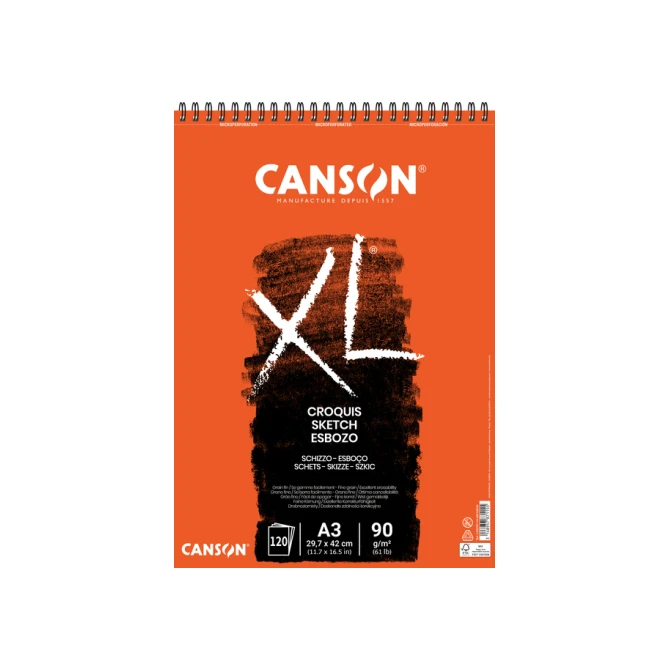 Schetspapier Canson XL Sketch 120vel 90gr A3 ivoorwit