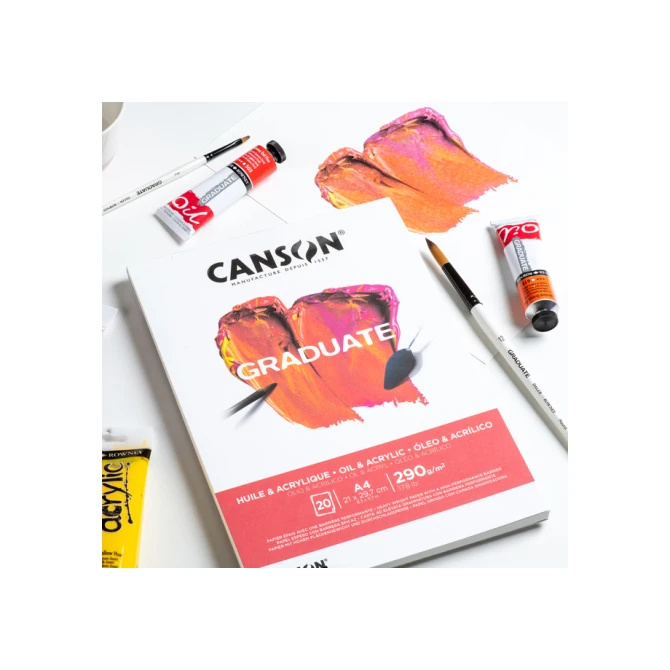Schilderpapier Canson Graduate Oil & Acrylic 20vel 290gr A3 natuurlijk wit