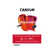 Schilderpapier Canson Graduate Oil & Acrylic 20vel 290gr A4 natuurlijk wit