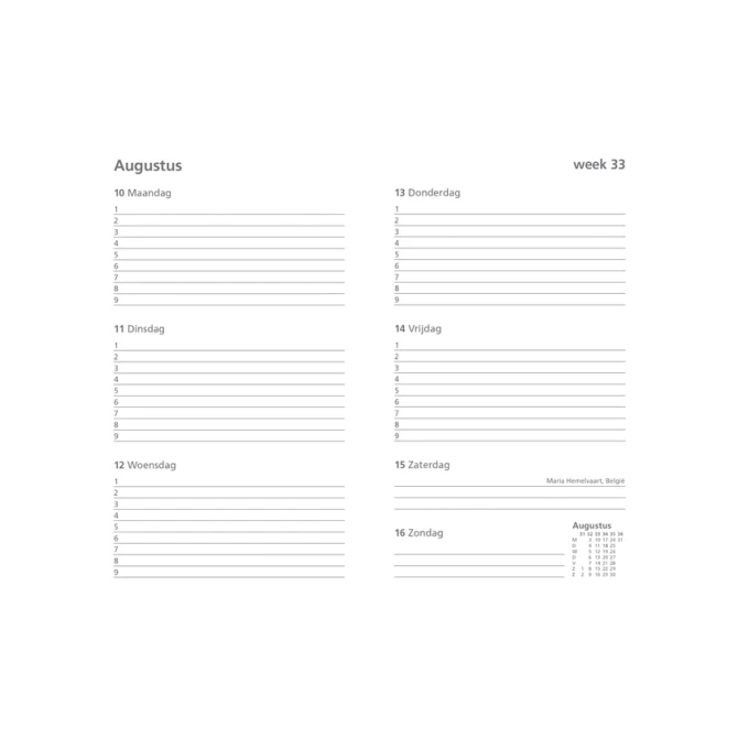 Schoolagenda 2026-2027 Ryam Cursus DeLuxe 7dagen/2pagina's zwart