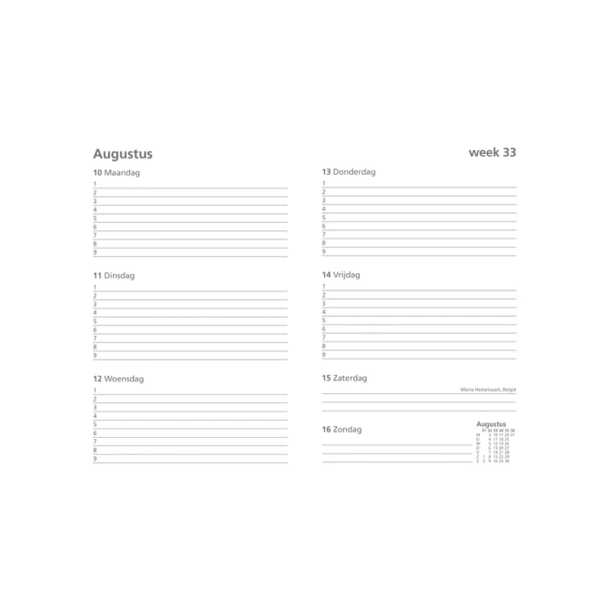Schoolagenda 2026-2027 Ryam Studie Uni 7dagen/2pagina's rood