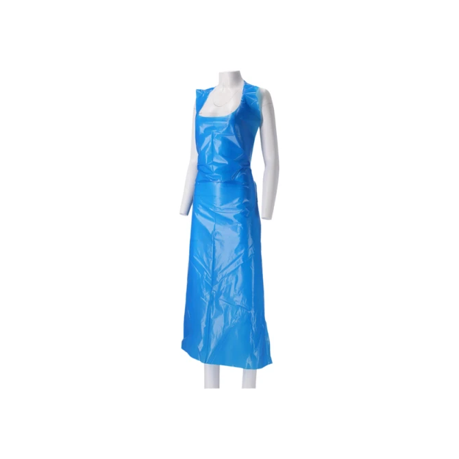 Schort CMT 125x80cm 25mu geruwd op rol PE blauw 100 stuks