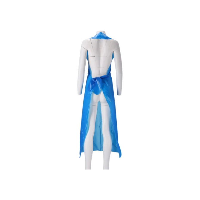 Schort CMT 125x80cm 25mu geruwd op rol PE blauw 100 stuks