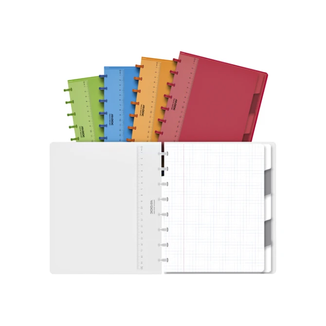 Schrift Adoc A5 ruit 5x5mm 144 pagina's 90gr met 5 tabbladen assorti