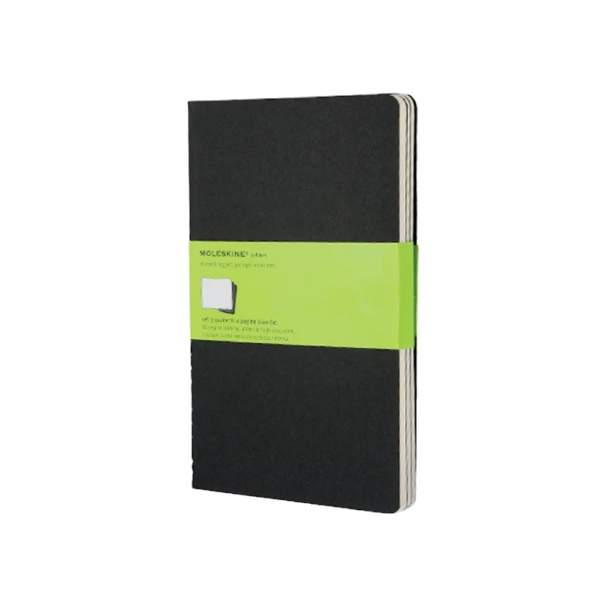 Schrift Moleskine 130x210mm blanco 160 pagina's 70gr zwart set à 3 stuks