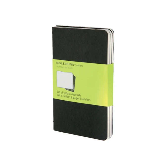 Schrift Moleskine 90x140mm blanco 240 pagina's 70gr zwart set à 3 stuks