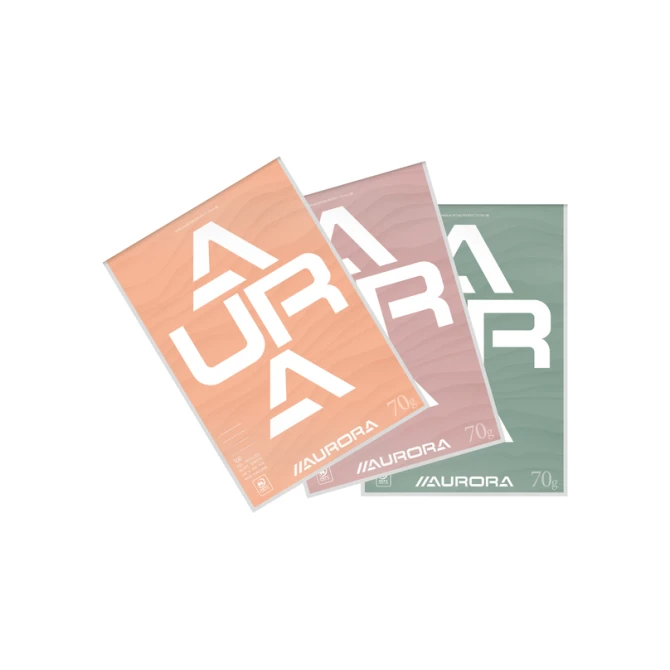 Schrijfblok Aurora A4 lijn 100 vel 70gr assorti