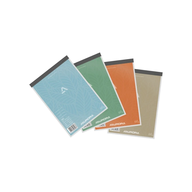 Schrijfblok Aurora A5 lijn 100 vel 60gr assorti