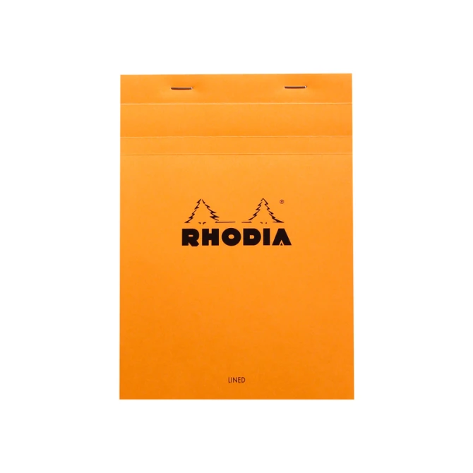 Schrijfblok Rhodia A5 lijn 80 vel 80gr met kantlijn oranje