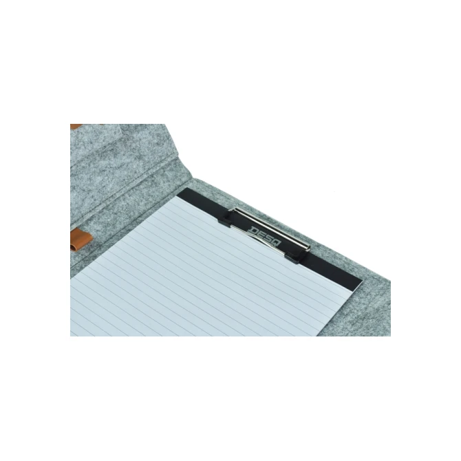 Schrijfmap DESQ A4 vilt met papierclip en elastiek sluiting grijs