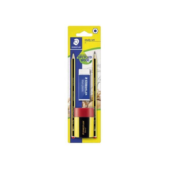 Schrijfset Staedtler inhoud 2 Noris potloden HB en gum en slijper 4 stuks