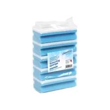Schuurspons Cleaninq met greep 140x70x42mm blauw/wit 5 stuks Schuurspons Cleaninq met greep 140x70x42mm blauw/wit 5 stuks