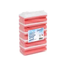 Schuurspons Cleaninq met greep 140x70x42mm rood/wit 5 stuks Schuurspons Cleaninq met greep 140x70x42mm rood/wit 5 stuks
