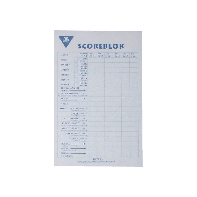 Scoreblok Yahtzee 94x145mm 250 vel