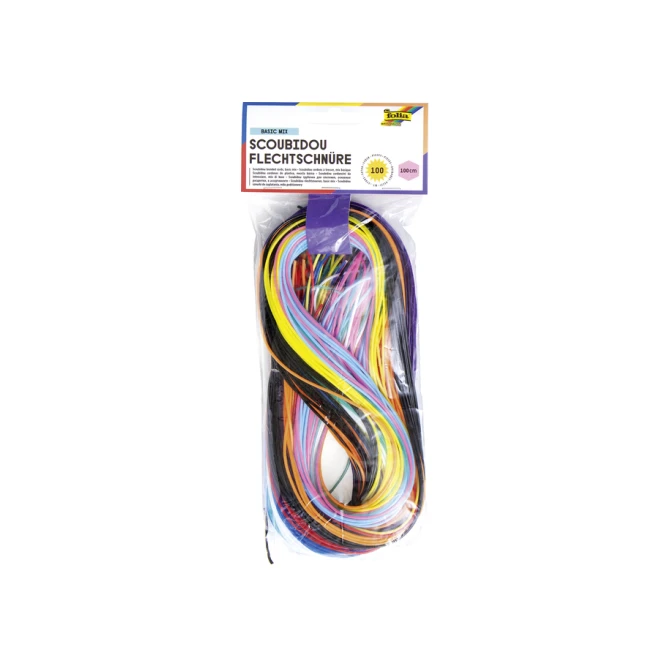 Scoubidoo touwtjes Folia 100cm 100 stuks assorti kleuren