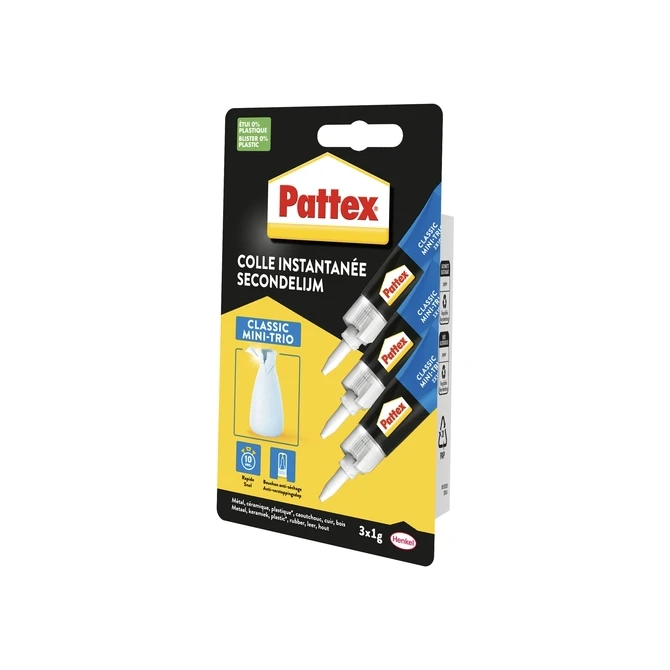 Secondelijm Pattex Classic mini trio tube 3x1gram op blister