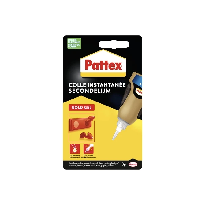 Secondelijm Pattex Gold GEL tube 3 gram op blister