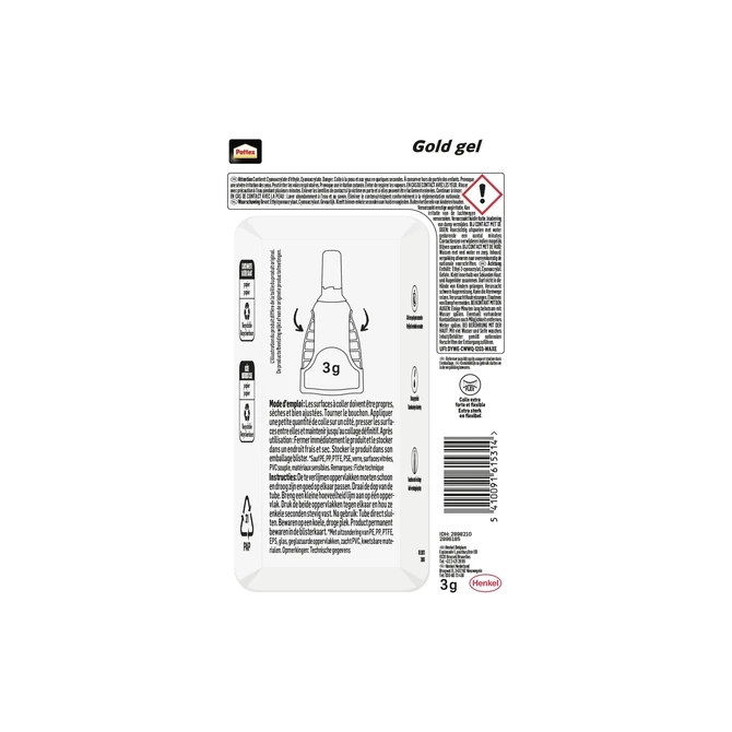 Secondelijm Pattex Gold GEL tube 3 gram op blister
