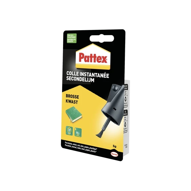 Secondenlijm Pattex met kwast flacon 5 gram op blister