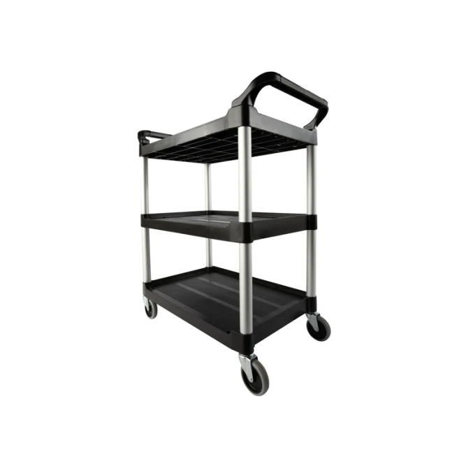 Serveerwagen Rubbermaid met 10cm zwenkwielen zwart