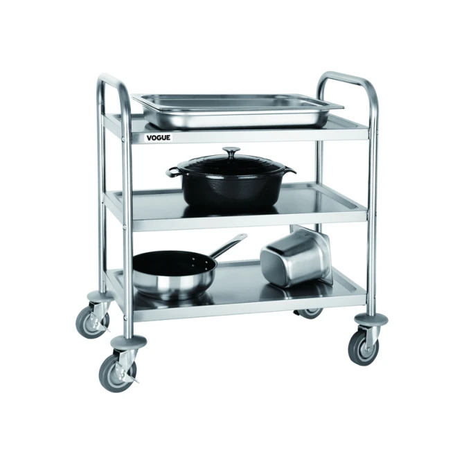 Serveerwagen Vogue met 3 plateaus 82.5x71 cm RVS