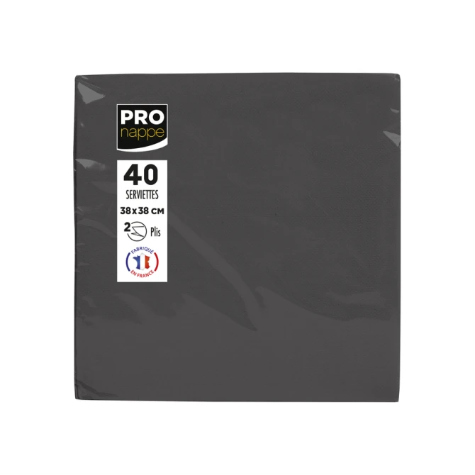 Servet Pronappe 1/4 vouw 2-laags 380x380mm 40 vel zwart