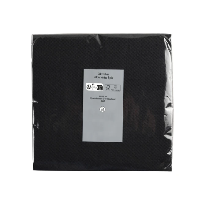 Servet Pronappe 1/4 vouw 2-laags 380x380mm 40 vel zwart
