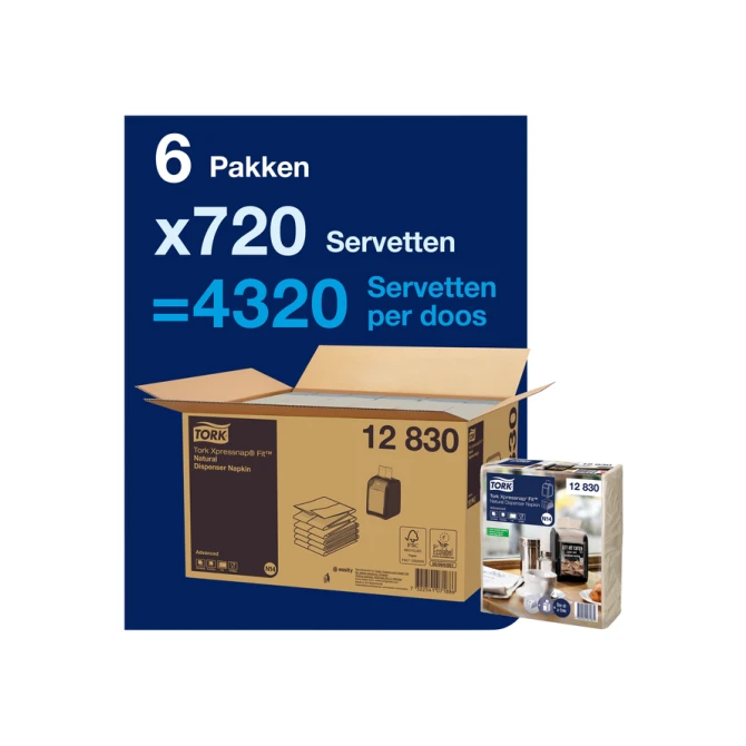Servet Tork N14 Xpressnap Fit Advanced multifold 2-laags 213x165mm 720 vel naturel 12830
