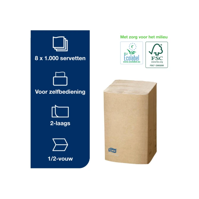 Servet Tork N4 Xpressnap Premium 1/2 vouw 2-laags 213x165mm 1000 vel naturel 12880
