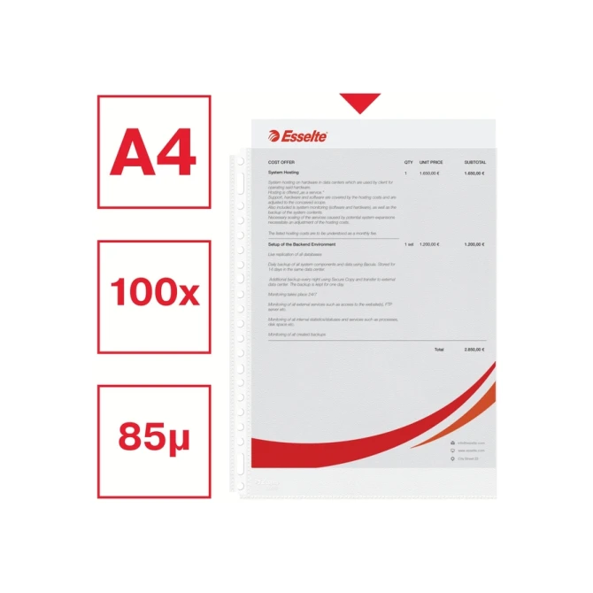 Showtas Esselte 0.08mm 21-gaats A4 mat 100 stuks