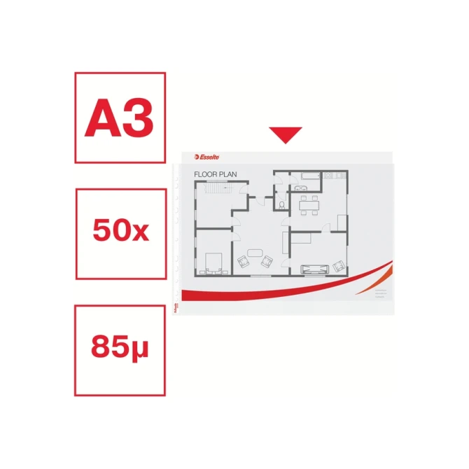Showtas Esselte PP A3 11-gaats dwars 50 stuks