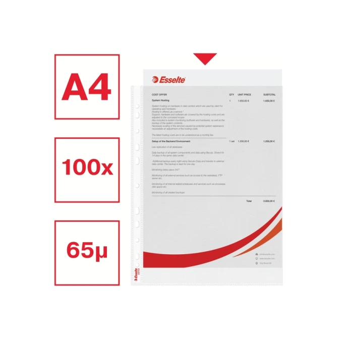 Showtas Esselte standaard 0,07mm PP A4 100 stuks