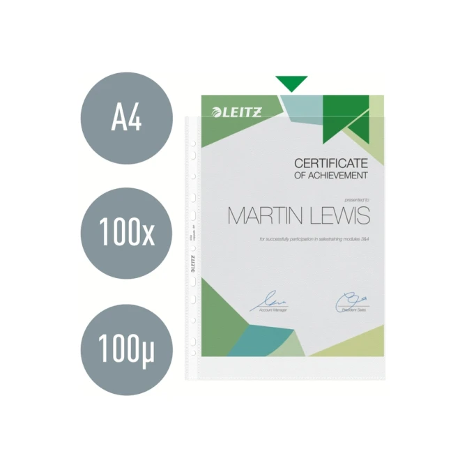 Showtas Leitz Premium 0.10mm PP A4 transparant 100 stuks
