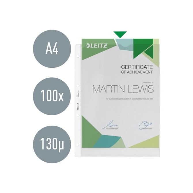 Showtas Leitz Premium copy safe 0.13mm 4-gaats PP A4 transparant 100 stuks