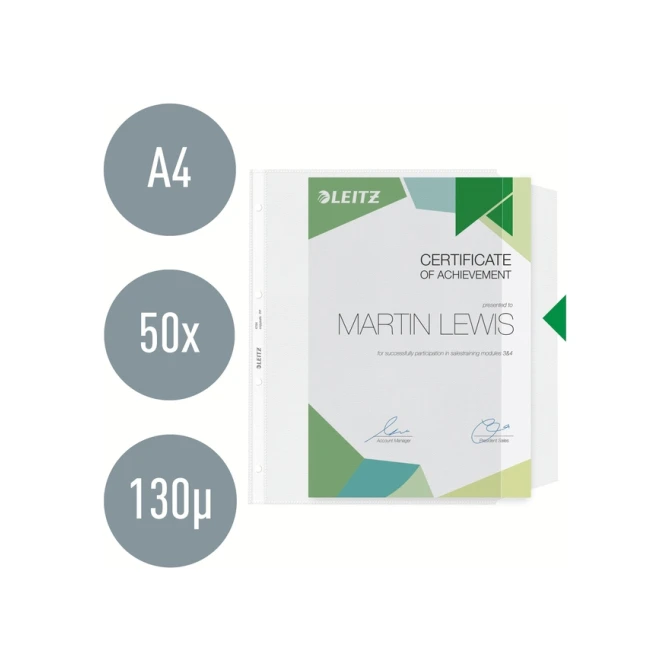 Showtas Leitz Premium met klep copy safe 0.13mm PP A4 transparant 50 stuks