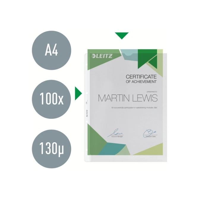 Showtas Leitz Premium met uitsnede copy safe 0.13mm PP A4 transparant 100 stuks