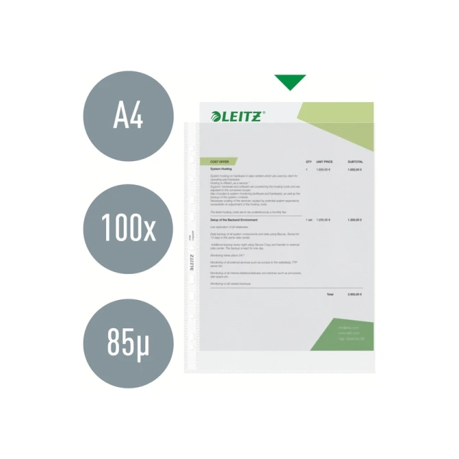 Showtas Leitz Premium standaard 11-gaats copy safe 0.085mm PP A4 transparant 100 stuks