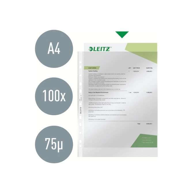 Showtas Leitz Premium standaard copy safe 0.08mm PP A4 transparant 100 stuks