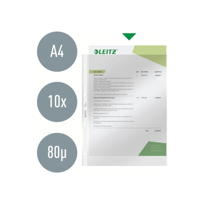 Showtas Leitz Premium standaard copy safe 0.09mm 4-gaats PVC A4 glashelder 100 stuks