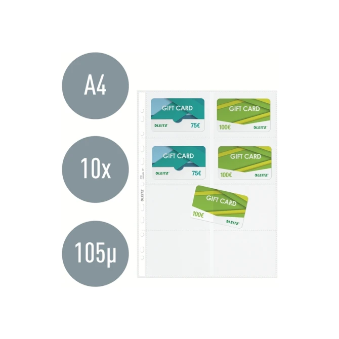 Showtas Leitz Premium voor visitekaartjes copy safe PP A4 glashelder 10 stuks